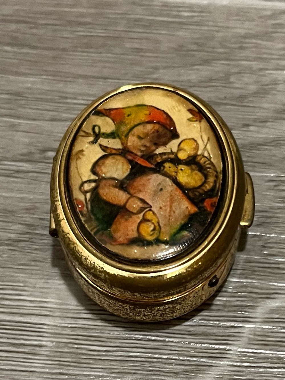 Vintage Hand-Painted Hummel Pill Box